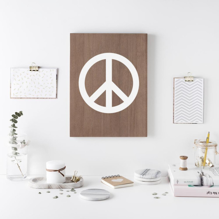 Cartel de madera 'Peace' 2 