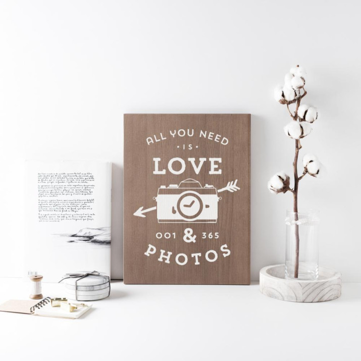 Cartel de madera 'Love Photos' 1 