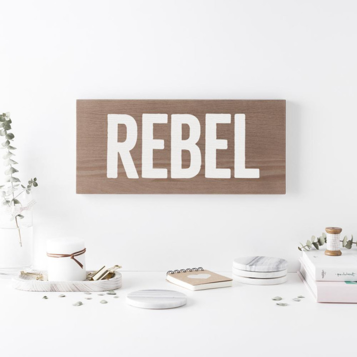 Cartel de madera 'Rebel' 1 